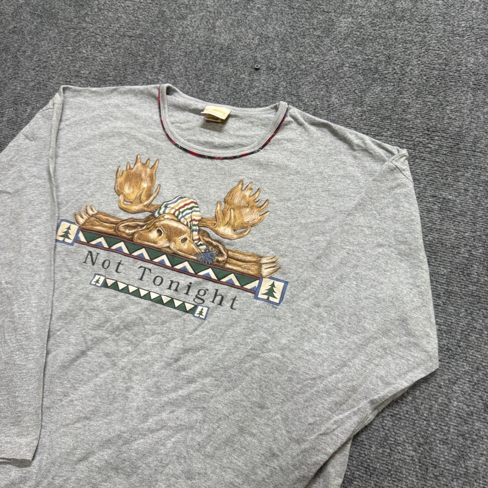 VTG long-sleeve crewneck graphic t-shirt Sleepwear Men's L gray 90s Striped